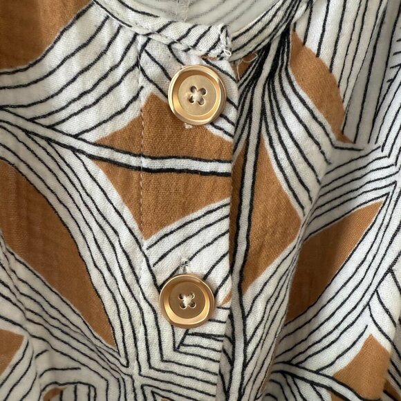 Tribal Tan & White Aspen Button-Front Tie-Waist Wide-Leg Jumpsuit - Picture 5 of 9